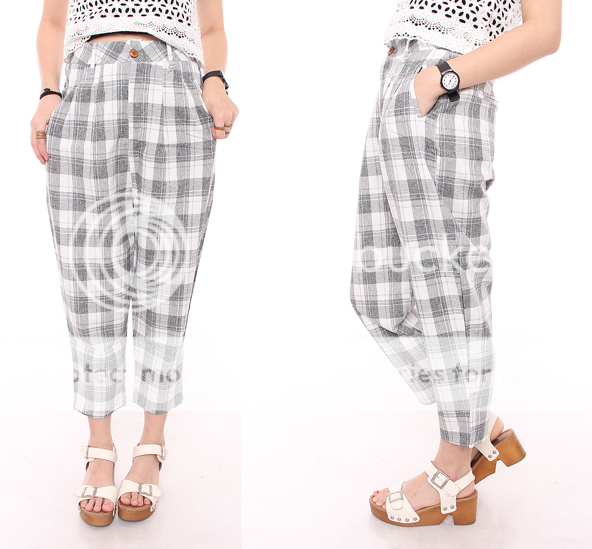 grey checkered pants womens